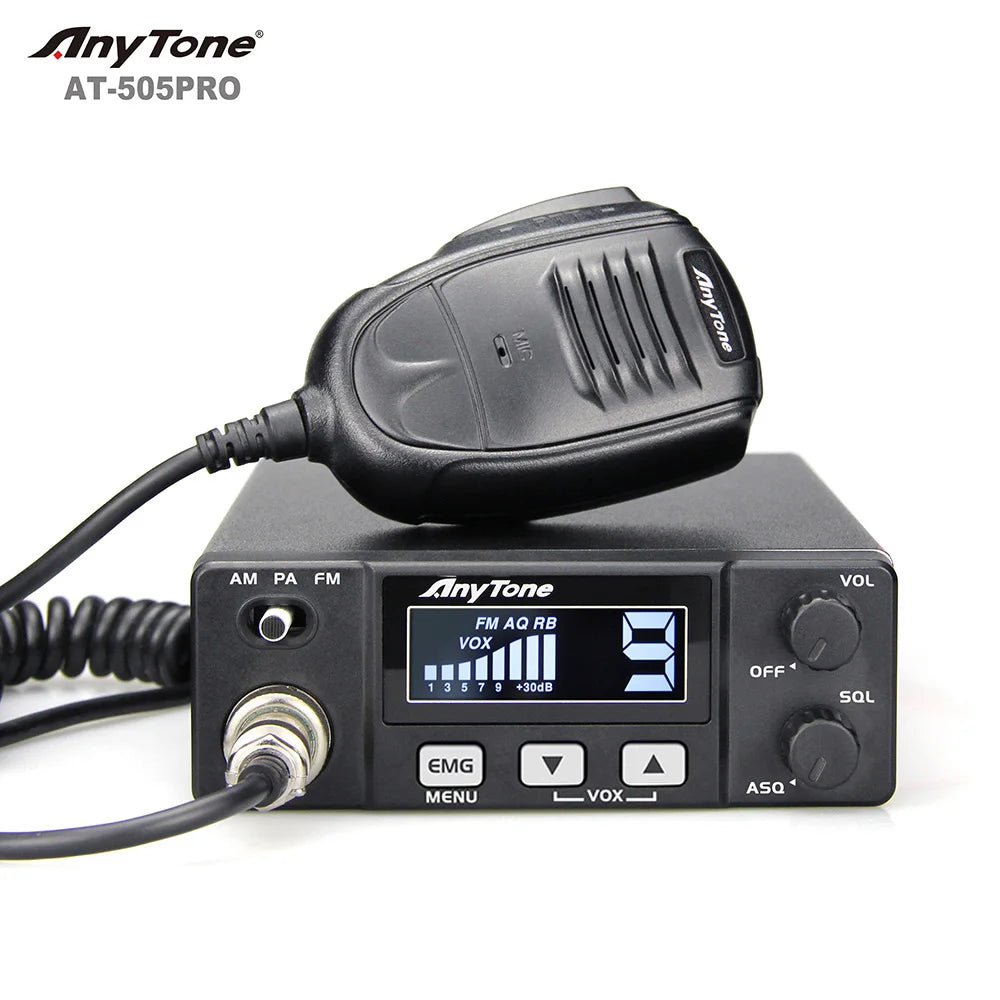 2024 New Anytone AT-505Pro CB Walkie Talkie 26.965-27.405MHz Truck Radio 40Channels AM/FM/PA Scan FunctionASQ/SQ/VOX Car Radio