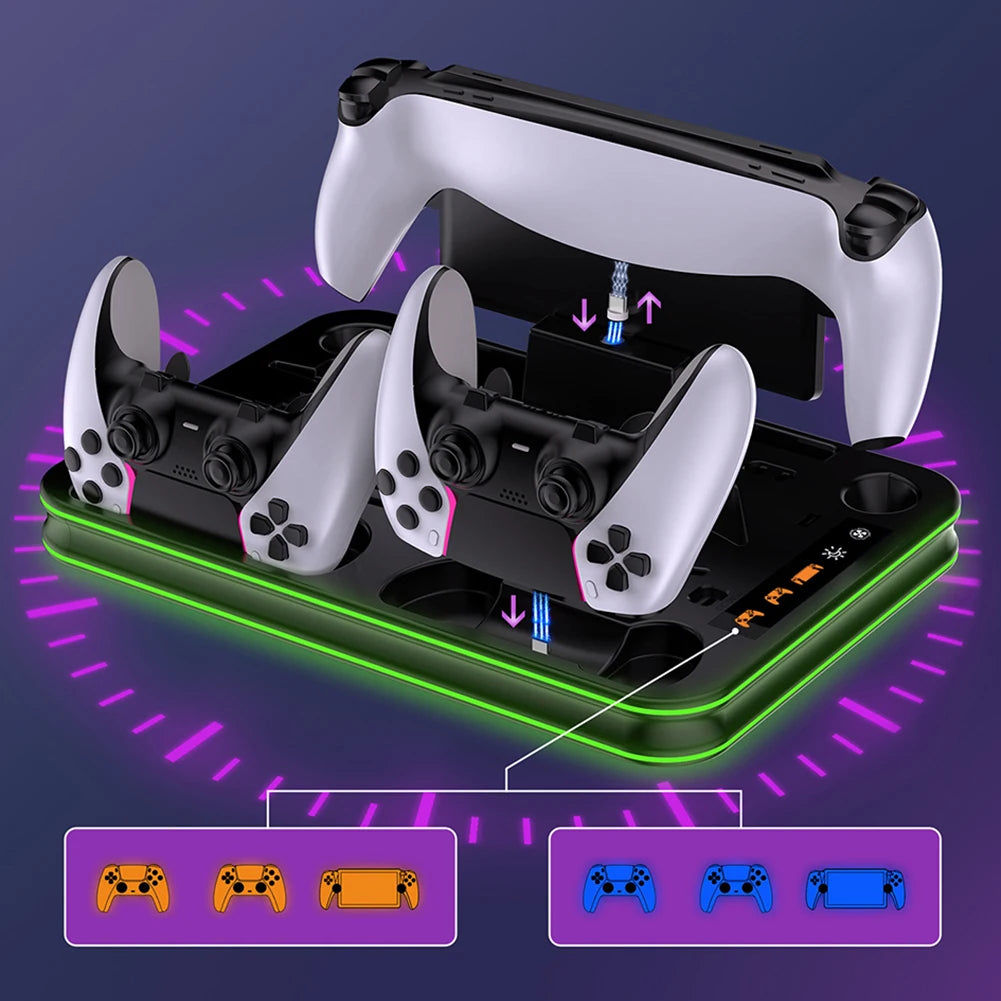 For PS5 Slim Cooling Stand PS5 cooling StationRGB Charging Base Dual Controller Charger Dock Station for PS5/PS5 Slim Accsessory
