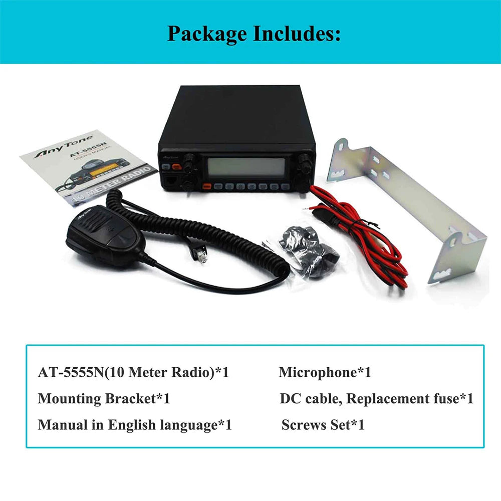 New ANYTONE AT-5555N II 28.000-29.700MHz Radio Receiver 40 Channel Mobile AM/FM/SSB Mobile Receiver 11m Radio station