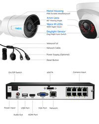 Reolink 5MP 8CH Home Security Camera System with Smart Detection Outdoor PoE IP Cameras NVR 2TB HDD Included for 24/7 Recording