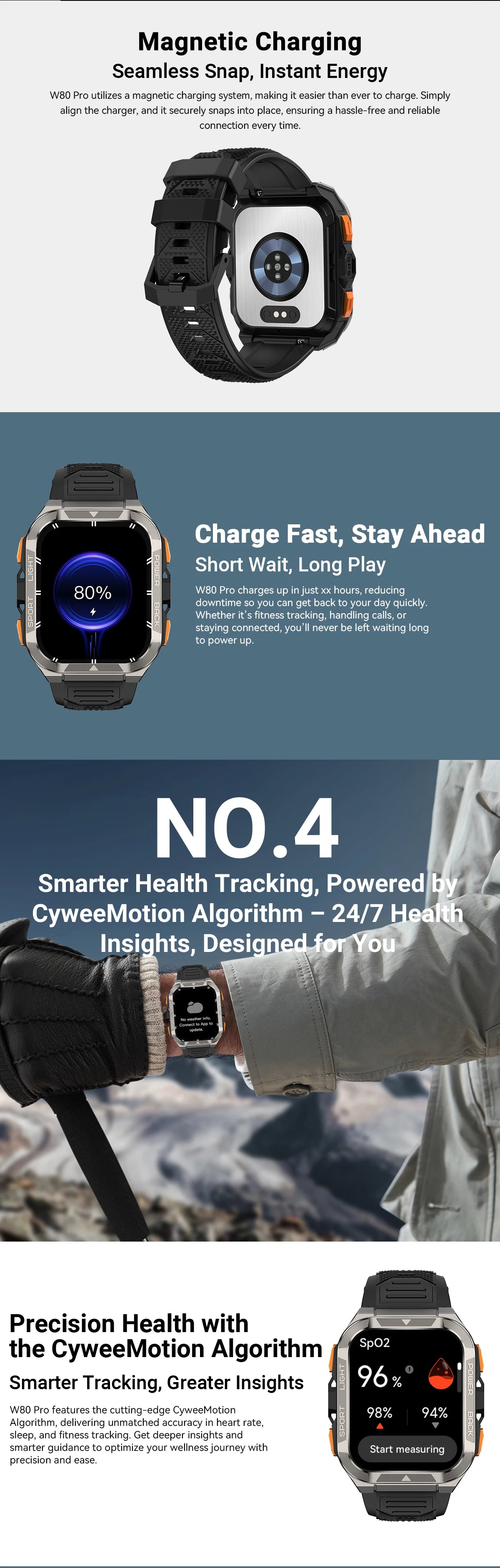 [World premiere]Blackview W80 PRO Outdoor Rugged Smart Watch, GPS Position Smartwatch, 1.91‘’ Display, 900mAh with Flashlight