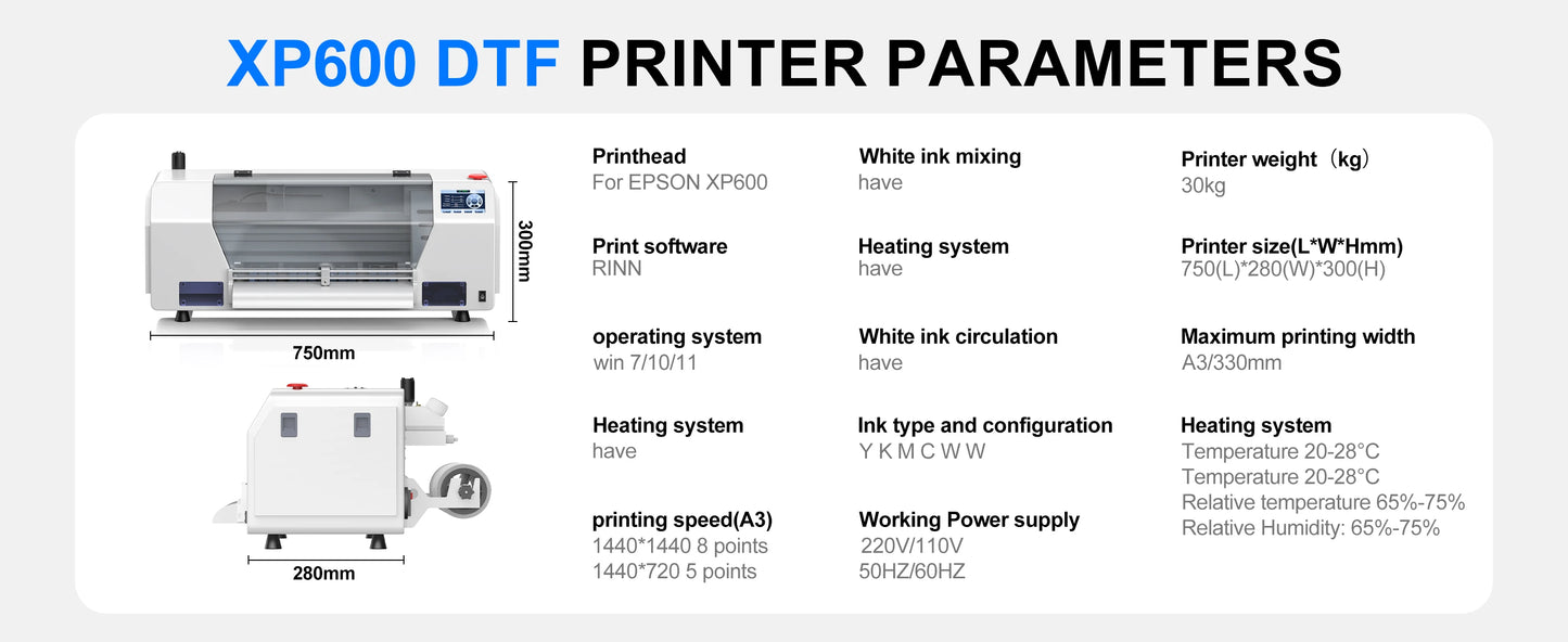 A3+ XP600 DTF Printer Directly to Film Transfer Printer impresora dtf A3 For Hoodies Clothes jeans A3 T shirt Printing Machine