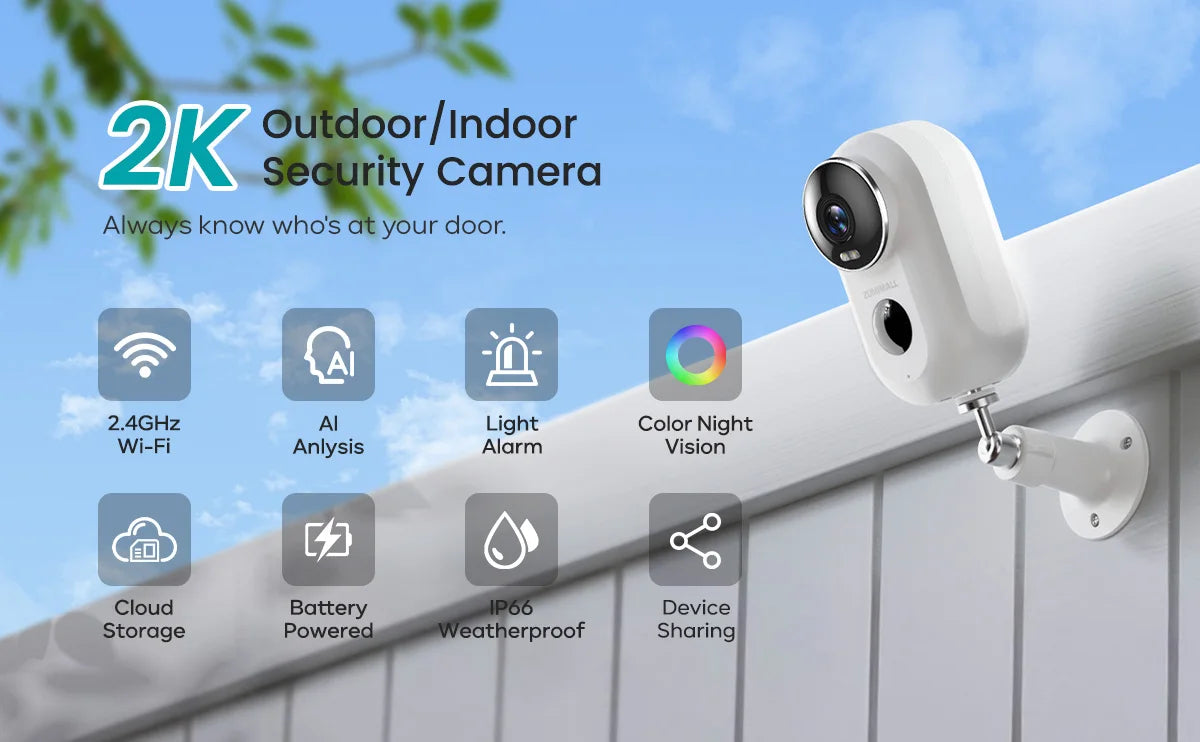 ZUMIMALL APP F5 Security Cameras Wireless Outdoor with Magnetic Mount, Battery Powered, 2.4G WiFi ,3MP Color Night Vision