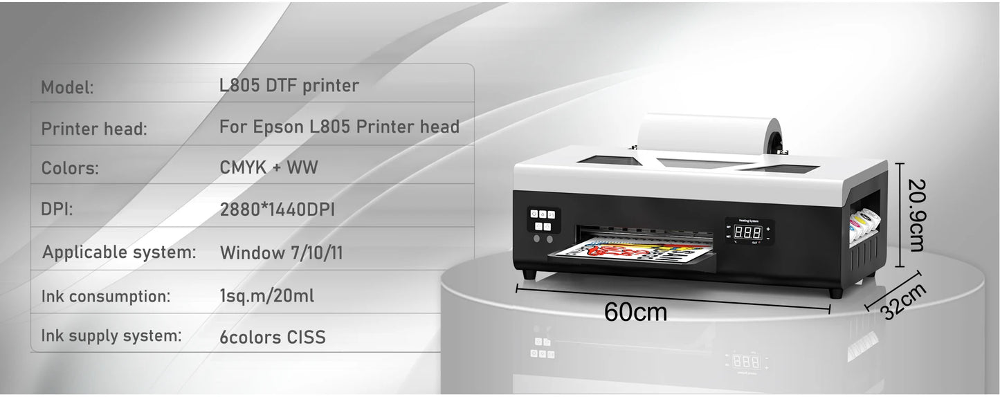US Stock A3 L805 UV DTF Printer For Epson XP600 DTF Printer A4 A3 DTF Printer T shirt Printing Machine impresora dtf EU Stock