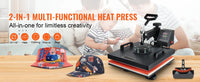 SucceBuy 2In1 Heat Press Machine 38*38CM 360 Degree Swing-Away Digital Sublimation Printer Transfer DIY T-shirt Cap
