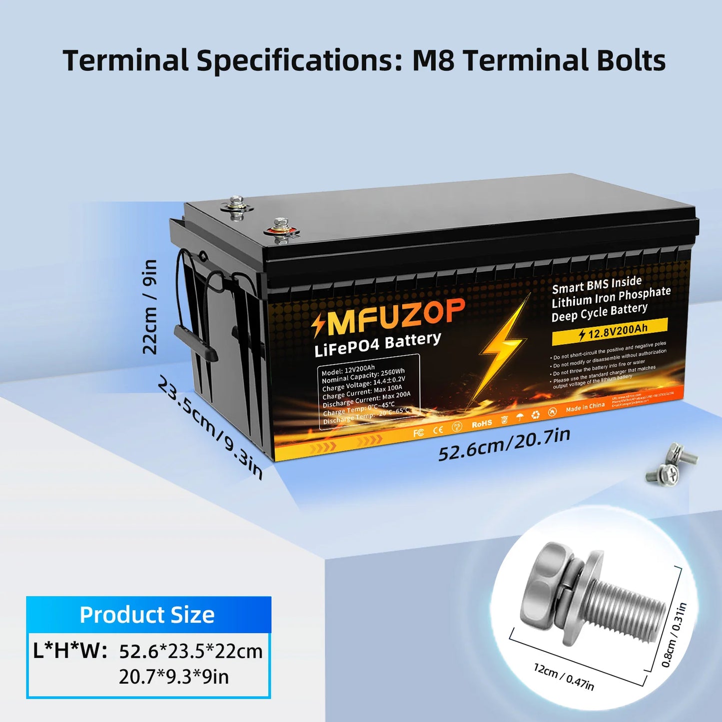 MFUZOP 1280Wh 2560Wh 3840Wh  12V LiFePO4 Rechargeable Battery Intelligent BMS100Ah 200Ah 300Ah System for RV Camping No VAT