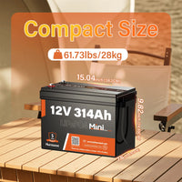 Humsienk 12V 20Ah 100Ah 200Ah 314Ah LiFePO4 Battery Rechargeable Cells 15000 Cycle BMS For RV/ Vans/ Camping/ Home Storage/Solar