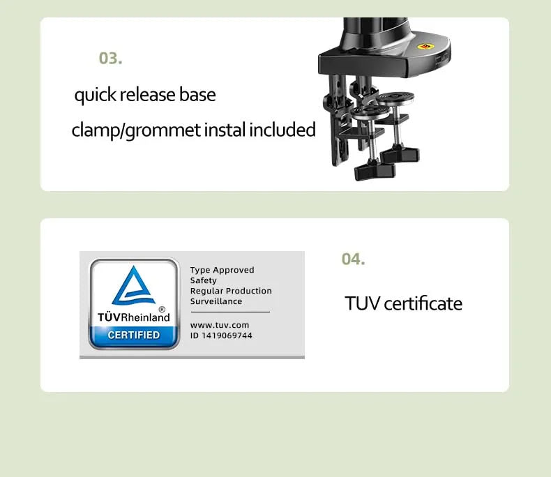 Northbayou F160-FP 10"-17" laptop mount 360 rotate 10"-27" air press full motion gas spring  10"-27" two monitor  clamp desk