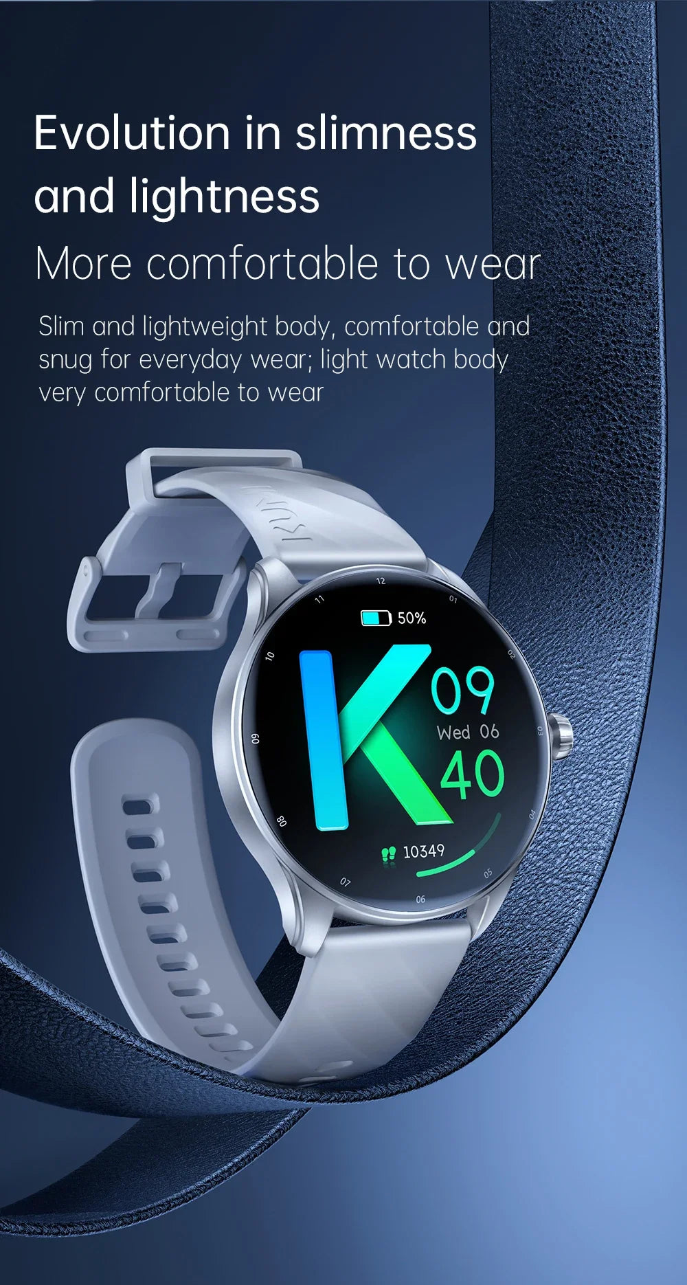 KUMI GW5 Pro Smartwatch 1.43" AMOLED IP68 Waterproof Bluetooth 5.2 Fitness Tracker Heart Rate Blood Oxygen Monitor