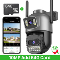 15MP 8K Wifi Camera Outdoor Three Lens Three Screens HD Wifi Security Camera Ai Human Detection PTZ 4K Home Surveillance Camera