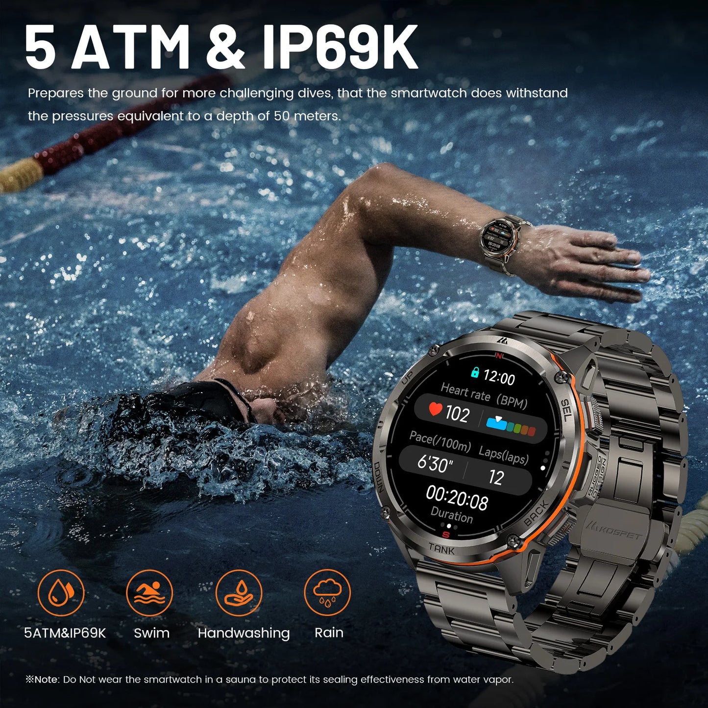 2025 Original KOSPET TANK T3 Ultra GPS Smart Watch For Men Smartwatch Waterproof 5ATM IP69K 470mAh AMOLED Bluetooth Call Watches