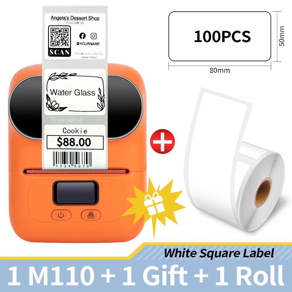 Phomemo M110 Self-adhesive Smart Thermal Label Printer for Business,Barcode Label, Price Tag, Address Wireless Sticker Printer