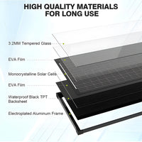 WERCHTAY 100W 12V 12BB Monocrystalline Solar Panel IP67 Waterwoof High-Efficiency & Easy to Install for RV Boat Roof Charging