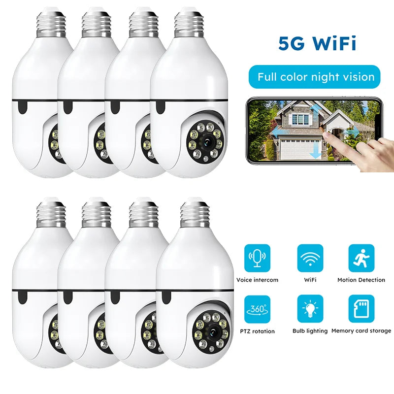 4PC Boykeep Light Bulb Security Cameras, Wireless 5G WiFi ,Ease Life APP,360 Degree E27 1080P Cam,Night Vision,Motion Detection