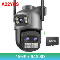 6K 15MP HD IP Camera Outdoor Three-Lens External WiFi Camera 4K 8MP Dual Screen Security PTZ Cam Auto Tracking Surveillance