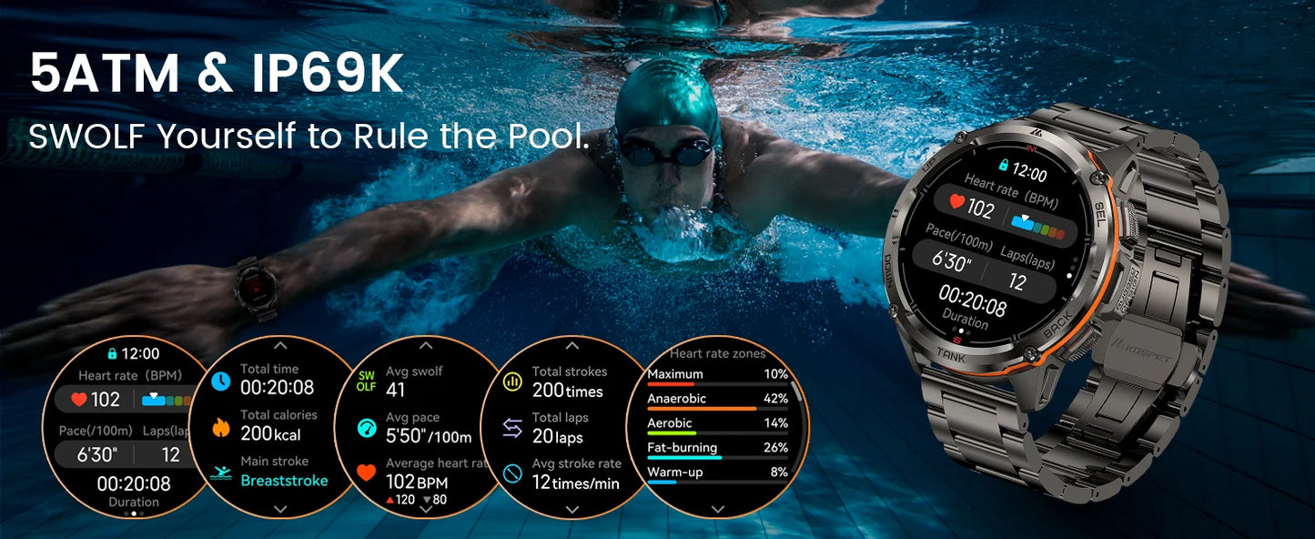 2025 Original KOSPET TANK T3 Ultra GPS Smart Watch For Men Smartwatch Waterproof 5ATM IP69K 470mAh AMOLED Bluetooth Call Watches