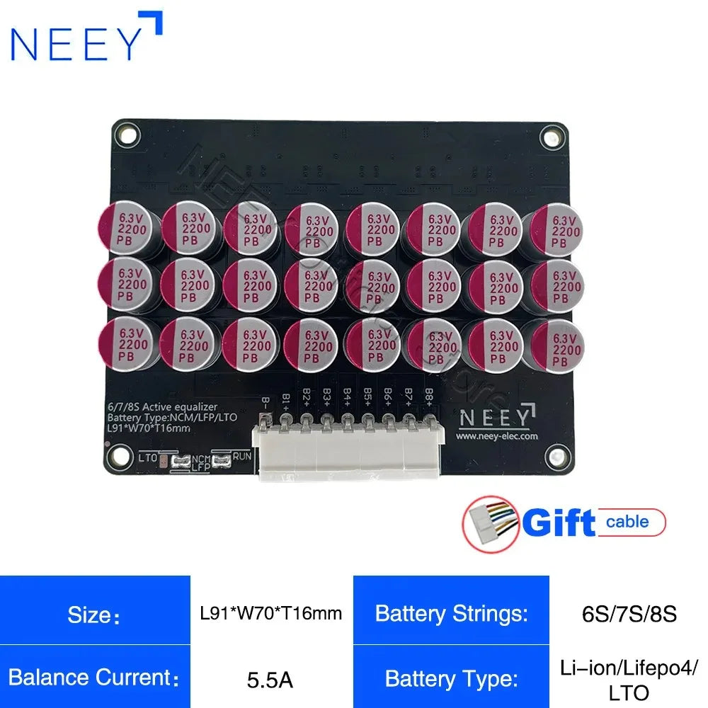 NEEY 5A Active Equalizer Balancer 3S 4S 5S 6S 7S 8S 9S 10S 11S 12S 13S 14S 15S 16S 17S Lifepo4/lipo/lto Battery Energy Capacitor