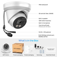 Hikvision Compatible 6/8MP Full Color Two-way Audio Turret IP Camera Vehicle Human Detection IP66 Outdoor Security Surveillance