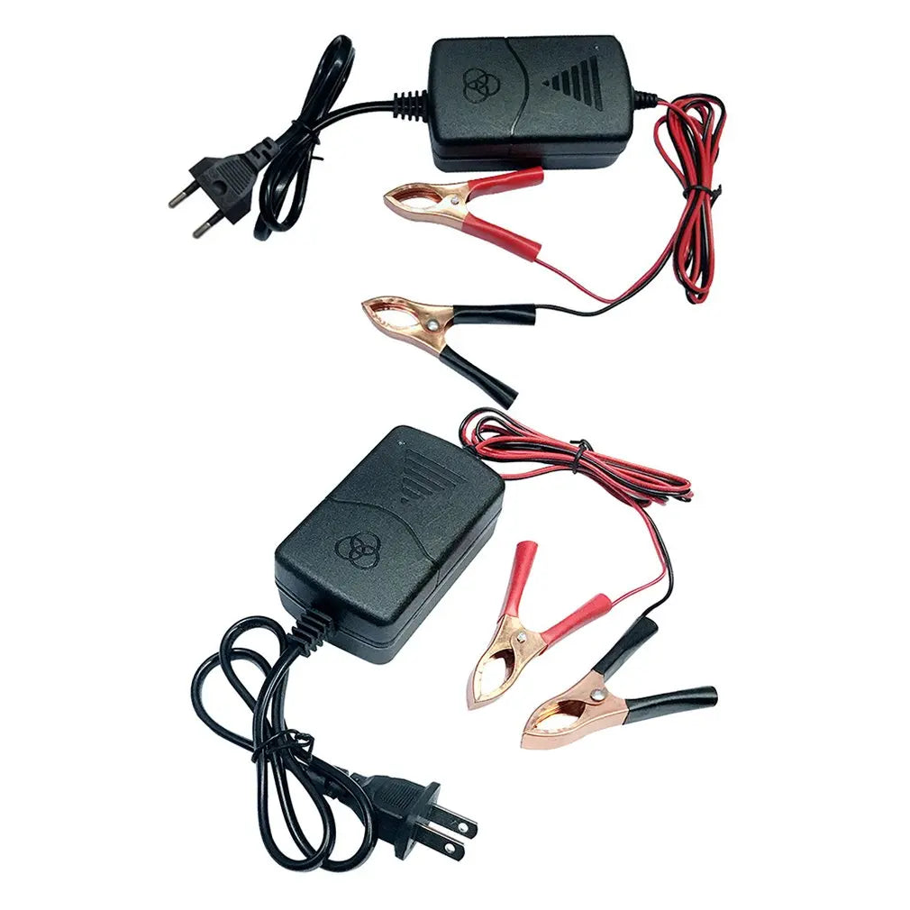 Smart 12V Car Battery Charger 1A Lead-Acid With Indicator Light 14.4 Volt Dual Wire Alligator Clip Camping Auto Charging Socket