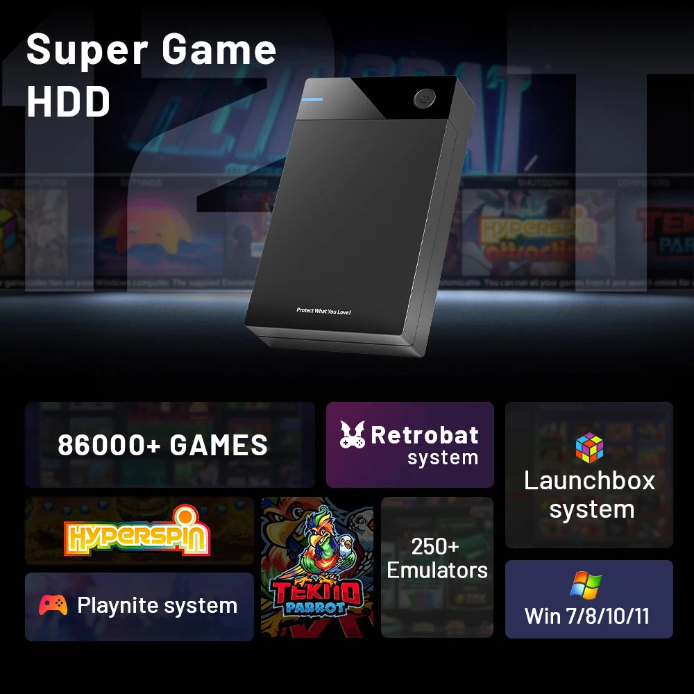 Kinhank Super Console 12T HDD 6 in 1 Multiple Systems with Hyperspin Launchbox Retrobat Playnite 86000+ Games For PS3/PS2/PSP