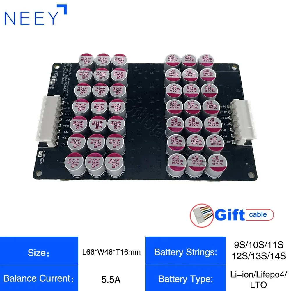 NEEY 5A Active Equalizer Balancer 3S 4S 5S 6S 7S 8S 9S 10S 11S 12S 13S 14S 15S 16S 17S Lifepo4/lipo/lto Battery Energy Capacitor