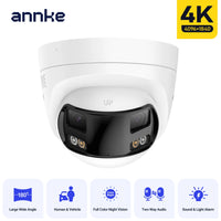 ANNKE 4K Camera Security Panoramic Human Detect Security Camera Two Way Audio 180° Wide View Angle Dual Lens Poe IP Camera