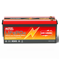 MOSEWORTH 24V 100Ah LiFePO4 Lithium Battery with 100A BMS 8000+ Deep Cycles Rechargeable Batteries for  Campers Trolling Motor