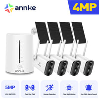 Annke 4MP solar security cameras 4CH Wireless NVR 4mm color night vision IP camera Audio 2.4G 5.8G solar wifi camera outdoor