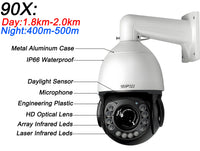 Metal Onvif Laser Infrared Auto Tracking Cruise 8MP 4K 90X Optical Zoom 360° Audio POE PTZ Surveillance Speed Dome IP Camera