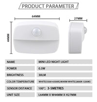 1Pcs LED Night Light Wireless PIR Motion Sensor Lights Corridor Closet Stair Room Lamps Energy Saving Night Lamp Smart Home