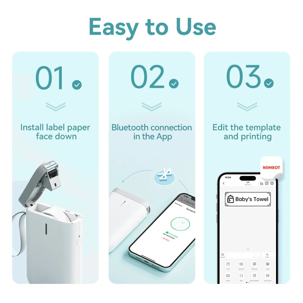 Niimbot D11 Mini Label Maker Wireless Bluetooth Thermal Label Printer Pocket Wireless Sticker Label Machine for Home Of