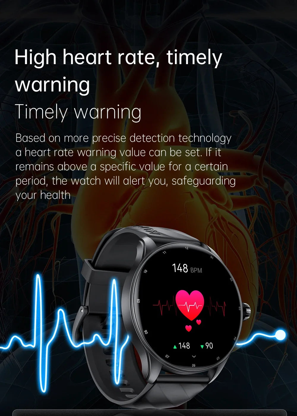 KUMI GW5 Pro Smartwatch 1.43" AMOLED IP68 Waterproof Bluetooth 5.2 Fitness Tracker Heart Rate Blood Oxygen Monitor