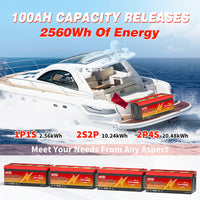 MOSEWORTH 24V 100Ah LiFePO4 Lithium Battery with 100A BMS 8000+ Deep Cycles Rechargeable Batteries for  Campers Trolling Motor