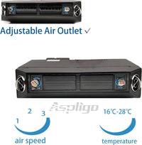 Aspligo Car Electric Air Conditioner 12v 24v Heat and Cool Universal Truck Bus Camper Van Compressor Underdash Air Conditioning