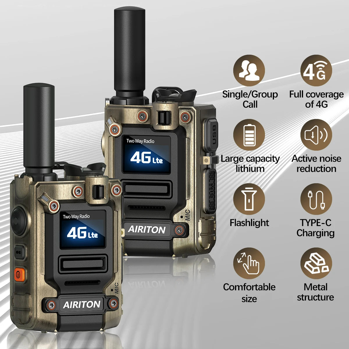 2X AI-G7 Global Network POC Radio Walkie Talkie 4G WiFi Unlimited Range Type-C Long Range Sim Card Two Way Radio for Hunting