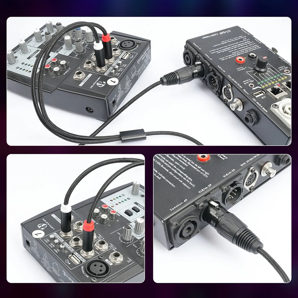 Gold Plated 3 Pin XLR Female To Dual 6.35mm Mono TS Male Cable for Microphone Mixer Amplifier 1 to 3 Meter Options