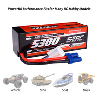 SUNPADOW Lipo Battery 5300mAh 2S 3S 4S 7.4V 11.1V 14.8V EC5 Plug 100C for RC Car Plane DJI Truck Tank Buggy Racing Boat Models
