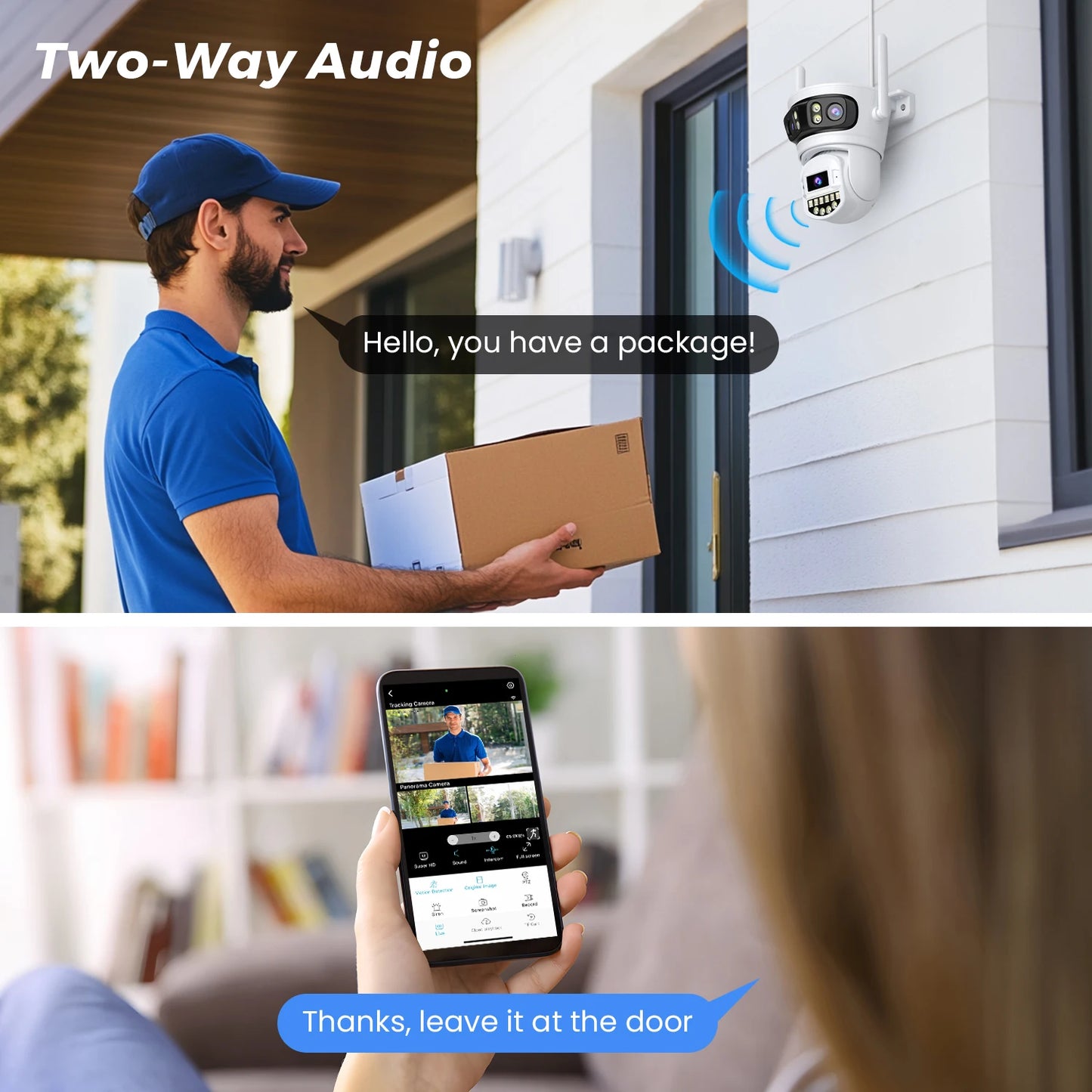 15MP 8K Wifi Camera Outdoor Three Lens Three Screens HD Wifi Security Camera Ai Human Detection PTZ 4K Home Surveillance Camera