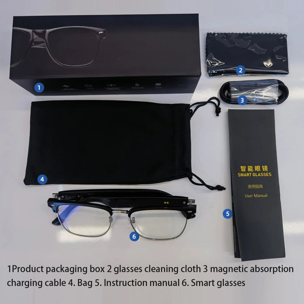 Smart Glasses AI Voice Assistant Camera Glasses Remote Shooting Outdoor Sport Glasses with Camera Open Ear Sound Mic Speakers
