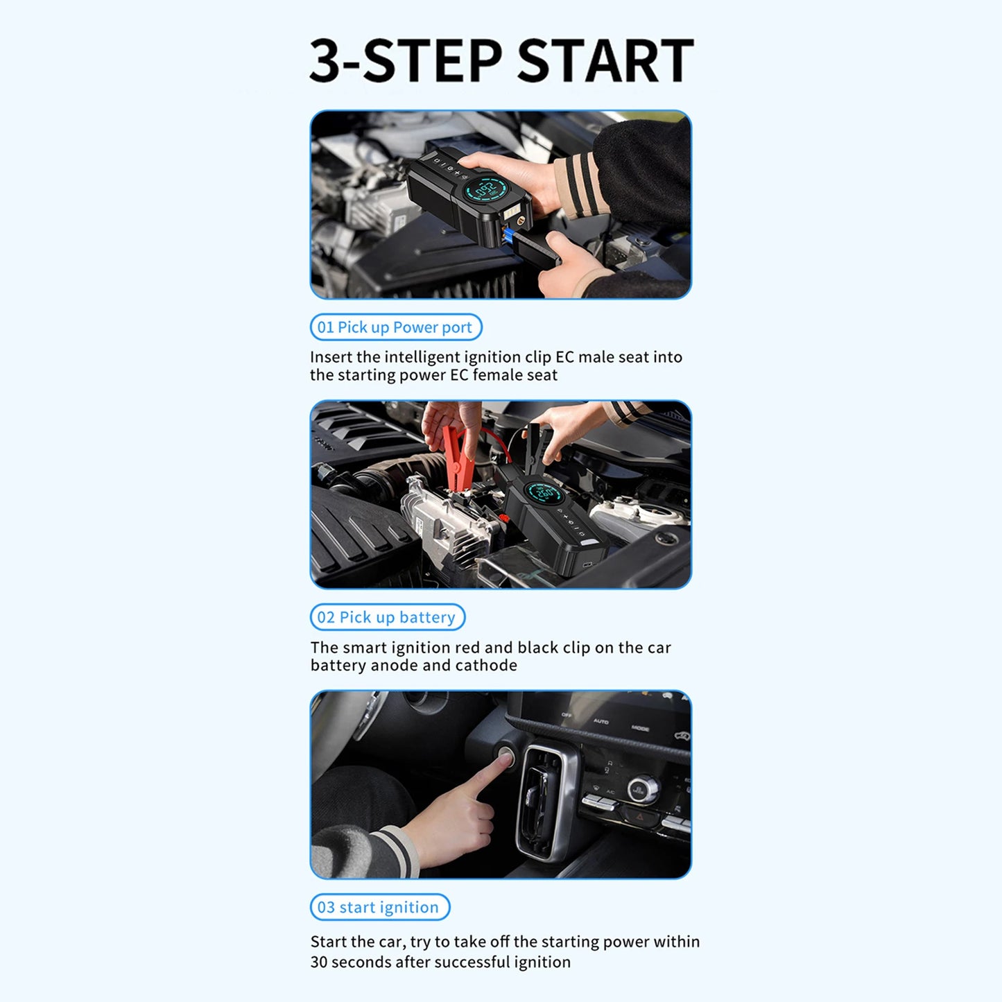 Jump Starter with Air Compressor, 1000A Portable Battery Booster with 150 PSI Tire Inflation 6000mAh Jump Starter for Car