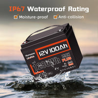 Humsienk 12V 100AH LiFePO4 Lithium Battery With Bluetooth Monitor Battery info 1280Wh For RV, Camper, Golf Cart, Trolling Motor