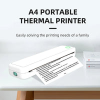 A4 Portable Thermal Printer Inkless BT Thermal A4 Mobile Printer with Printing Paper Document Printing Maker for Smartphone & PC