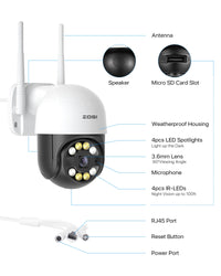ZOSI 3MP/4MP PTZ Wifi IP Camera H.265 Wireless Surveillance Security CCTV Camera P2P Audio Outdoor AI Human Detection HD Cameras