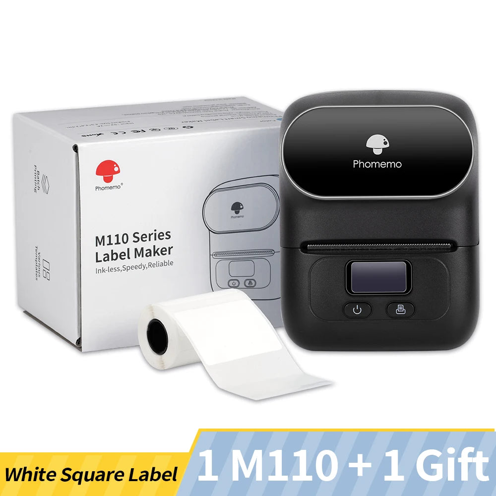 Phomemo M110 Self-adhesive Smart Thermal Label Printer for Business,Barcode Label, Price Tag, Address Wireless Sticker Printer
