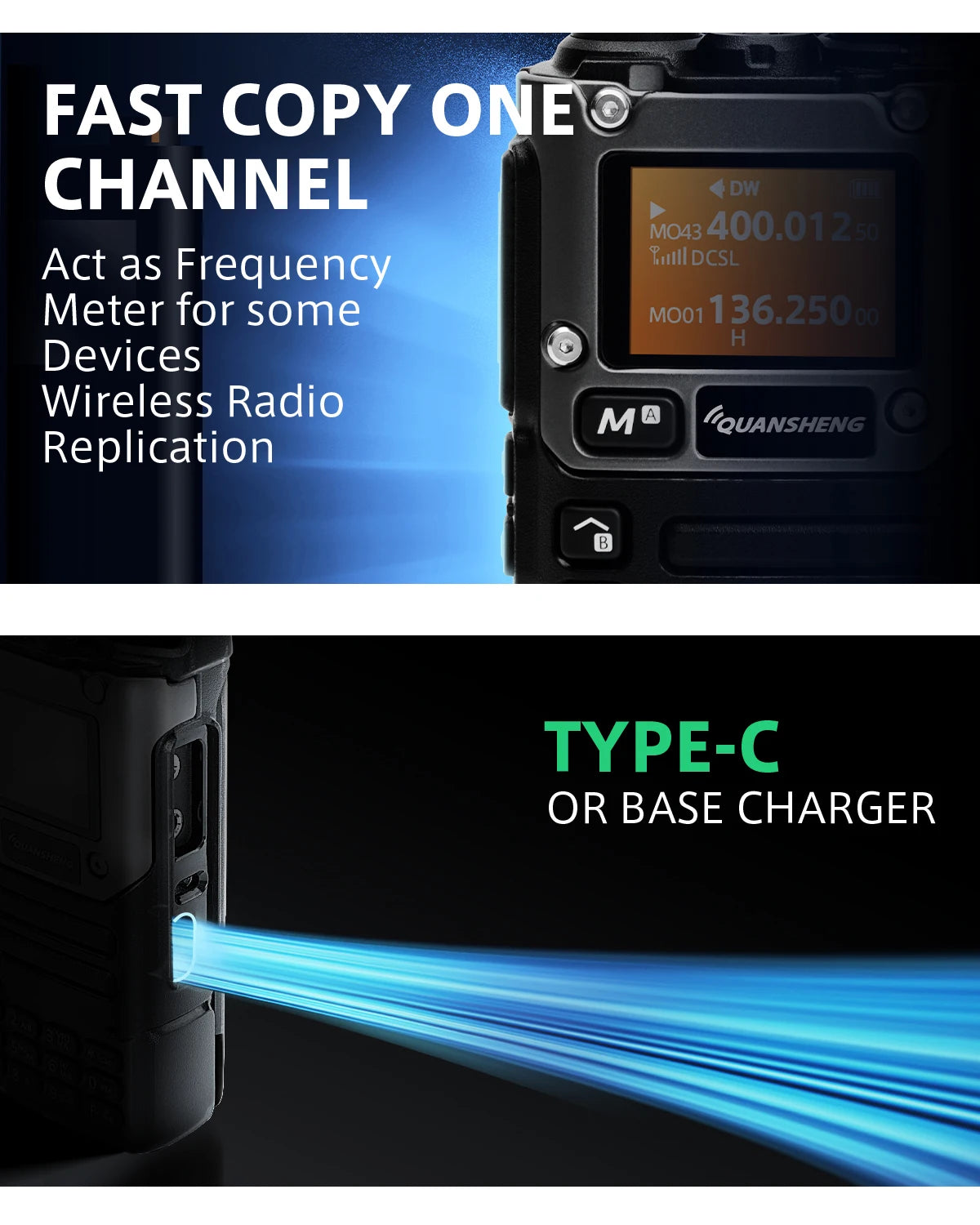 Quansheng UV-K6 Walkie Talkie 5W Air Band Radio Tyep C Charge UHF VHF DTMF FM Scrambler NOAA Wireless Frequency Two Way CB Radio