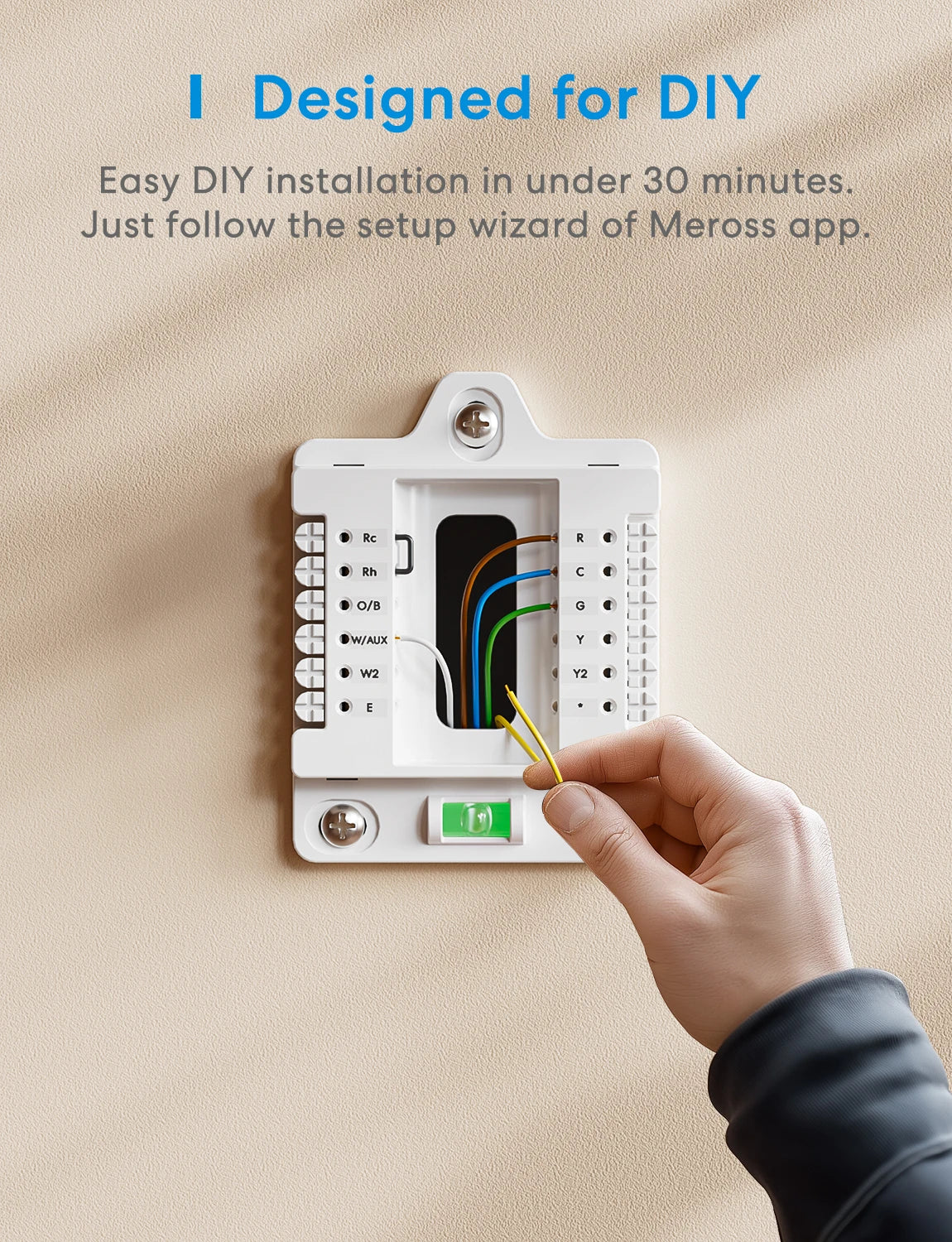 Meross 2025 NEW Matter Smart US 24V Wi-Fi Thermostat Compatible Heating and Cooling Systems Shipping from US