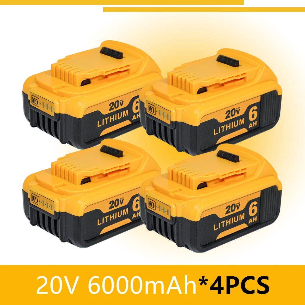For Dewalt Cordless Tools 6.0Ah 20V Lithium-Ion Replacement Batteries - Compatible with DCB200, DCB205, DCB206 & More
