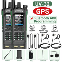 Walkie Talkie Baofeng UV-32 Multi Band 10W GPS Bluetooth Programming Amateur AM Two Way Radio with 2.0" Screen Type-C Ham Radio