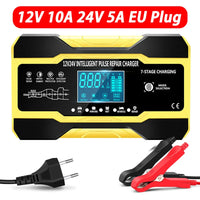 12V-24V 7-stage smart Car Battery-Charger Full Automatic 10A Digital Car Battery Charger  Pulse Repair for AGM GEL WET Lead Acid