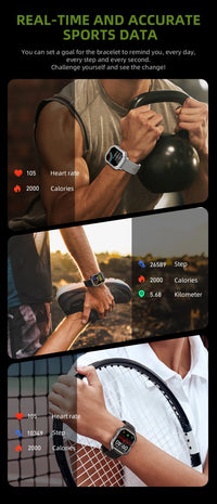 New KUMI U3 Pro Smart Watch 1.83'' Smartwatch Bluetooth Call 100+ Sport Heart Rate for Men Women Support IP68 Waterproof